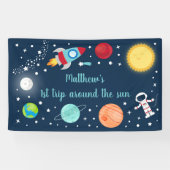 Astronaut planeten voor ruimtevaartraketten Birthd Spandoek (Horizontaal)