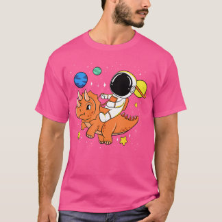 Astronaut Planets Dino Triceratops Dinosaur Space T-shirt