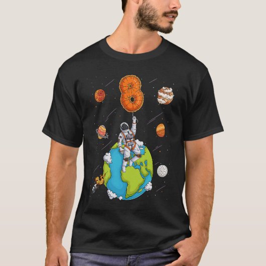 Astronaut Planets Space 8 Acht jaar oude 8e geboor T-shirt (Voorkant)