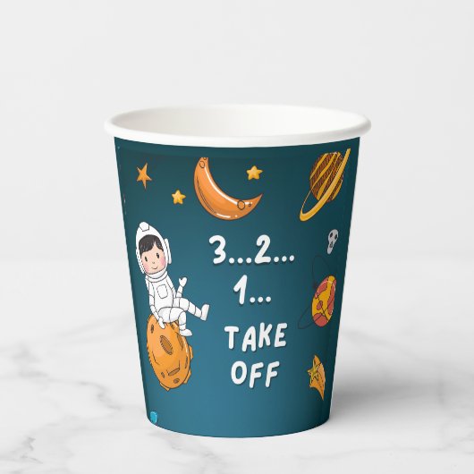 Astronaut Planets Space Blue Galaxy Birthday Papieren Bekers (Achterkant)