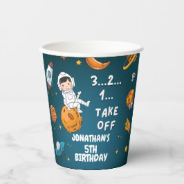 Astronaut Planets Space Blue Galaxy Birthday Papieren Bekers