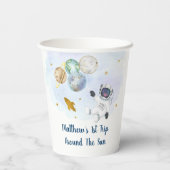 Astronaut Planets Space Blue Gold Birthday Papieren Bekers (Achterkant)