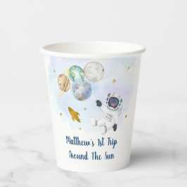 Astronaut Planets Space Blue Gold Birthday Papieren Bekers