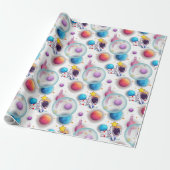 Astronaut & Planets Wrapping Paper Cadeaupapier (Uitgerold)