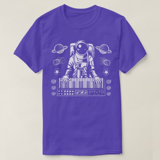 Astronaut Play Analog Synthesizer Space Design Mus T-shirt (Design voorkant)