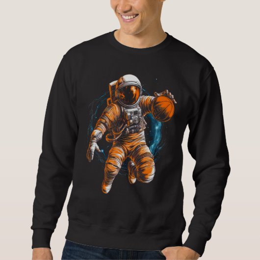 Astronaut Playing Basketball In Space Graphic Illu Trui (Voorkant)