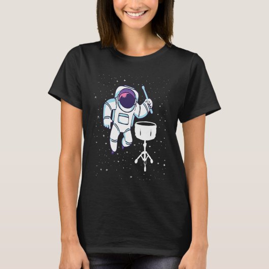 Astronaut Playing Snare Percussion Snare Drummer T-shirt (Voorkant)