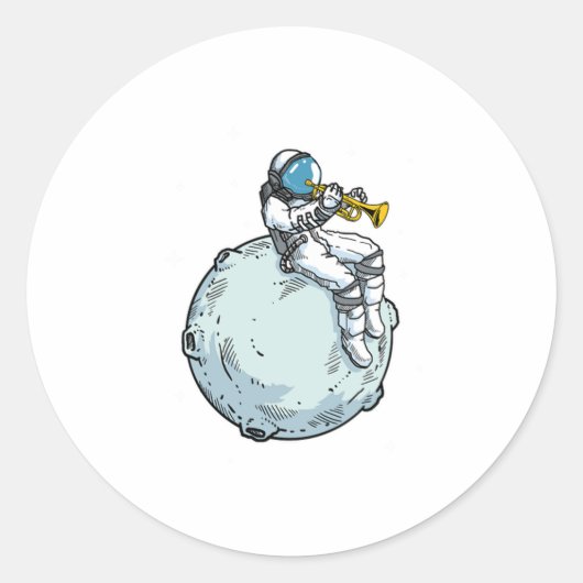 Astronaut Playing Trumpet Music Trumpet Lover Gift Ronde Sticker (Voorkant)
