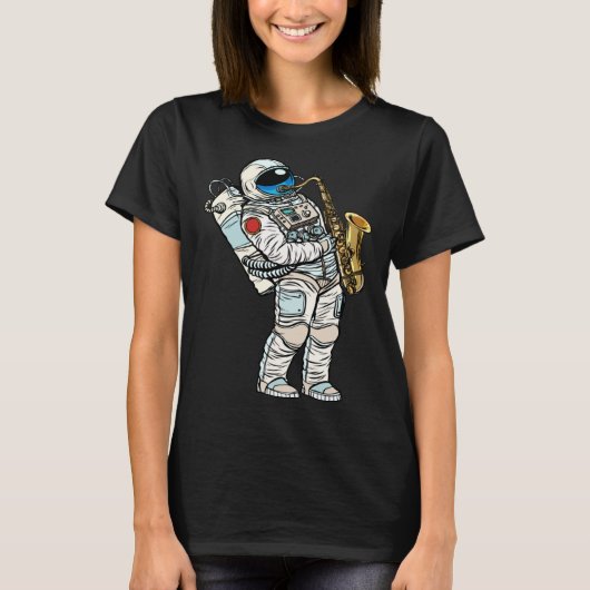 Astronaut plays saxophone in space t-shirt (Voorkant)