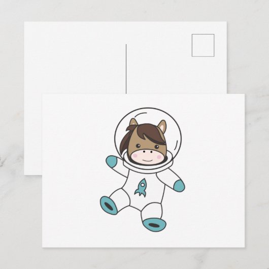 Astronaut Ponny Planet Earth Briefkaart (Voorkant / Achterkant)