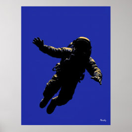 Astronaut Poster - Zwart silhouet op blauw