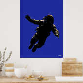 Astronaut Poster – Zwarte Silhouet op Blauw (Keuken)