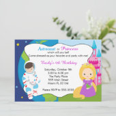 Astronaut Princess Kids Verjaardag Uitnodiging (Staand voorkant)