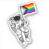 Astronaut Progress Pride Vlag Sticker (Voorkant)