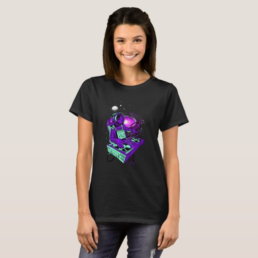 Astronaut Psychedelic Music Dj Mixer Psytrance Tec T-shirt (Voorkant volledig)