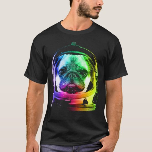 Astronaut pug t-shirt (Voorkant)