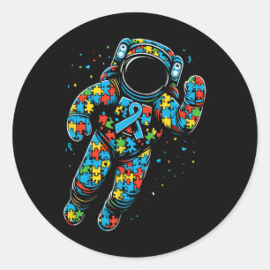 Astronaut Puzzel Autisme Bewustzijn Autistische Vr Ronde Sticker