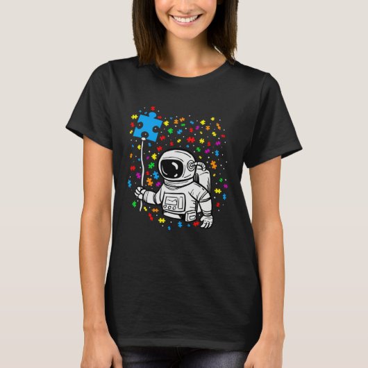 Astronaut Puzzle Piece Balloon Autism Awareness Sp T-shirt (Voorkant)