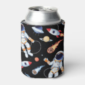 Astronaut raket: ruimte naadloos patroon blikjeskoeler (Blikje Voorkant)