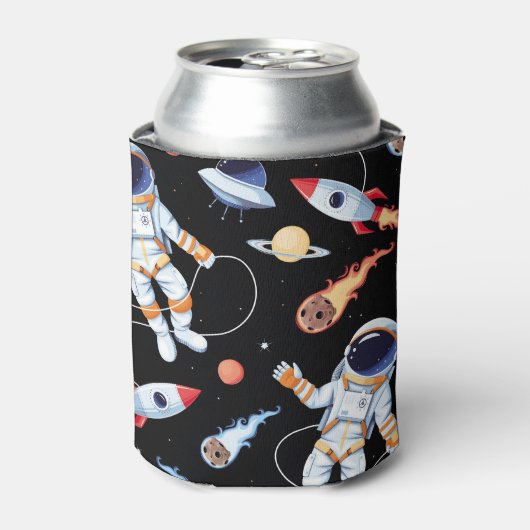 Astronaut raket:  ruimte naadloos patroon blikjeskoeler (Blikje Voorkant)