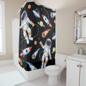 Astronaut raket:  ruimte naadloos patroon douchegordijn (In situ)