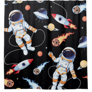 Astronaut raket: ruimte naadloos patroon douchegordijn