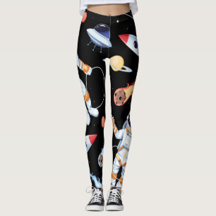 Astronaut raket: ruimte naadloos patroon leggings