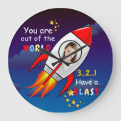 Astronaut raket ruimte op maat foto grote klok (Voorkant)