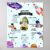 Astronaut Raketplaneet & Buitenruimte mijlpaal Poster (Voorkant)