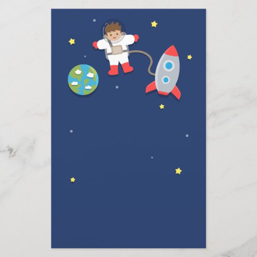 Astronaut, raketschip, buitenruimte, voor jongens briefpapier (Voorkant)