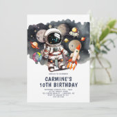 Astronaut Rakettrip 10e Verjaardag Kaart (Staand voorkant)