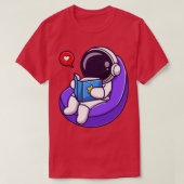Astronaut Reading Book on Beanbag Cartoon T-shirt (Design voorkant)