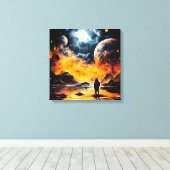 Astronaut Reiziger Kosmische Horizon Reis Canvas Afdruk (Insitu (Houten vloer))