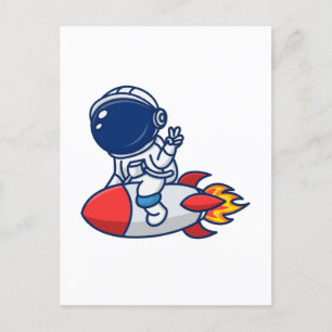 Astronaut Ride A Rocket Briefkaart