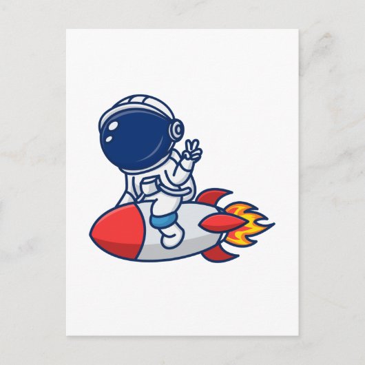 Astronaut Ride A Rocket Briefkaart (Voorkant)