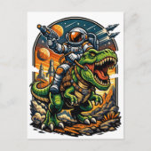 Astronaut Riding a T-Rex – Epic Space Dinosaur Briefkaart (Voorkant)