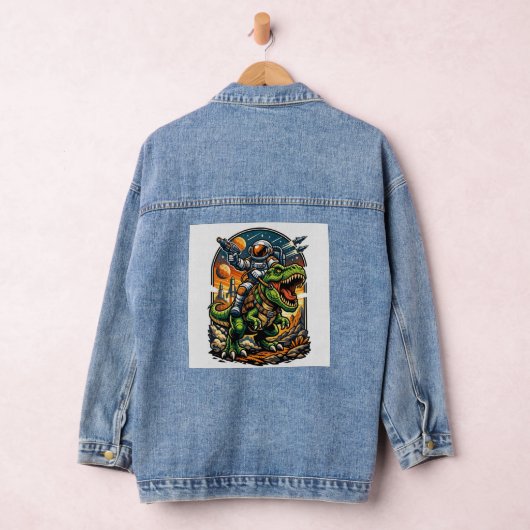 Astronaut Riding a T-Rex – Epic Space Dinosaur Denim Jacket (Hangar)