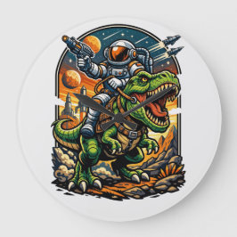 Astronaut Riding a T-Rex – Epic Space Dinosaur Grote Klok