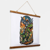 Astronaut Riding a T-Rex – Epic Space Dinosaur Hangend Wandkleed (Gebogen)