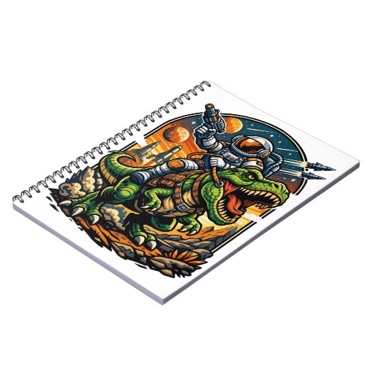 Astronaut Riding a T-Rex – Epic Space Dinosaur Notitieboek (Linkerzijde)
