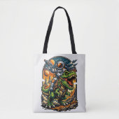Astronaut Riding a T-Rex – Epic Space Dinosaur Tote Bag (Voorkant)