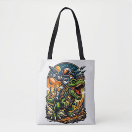 Astronaut Riding a T-Rex – Epic Space Dinosaur Tote Bag