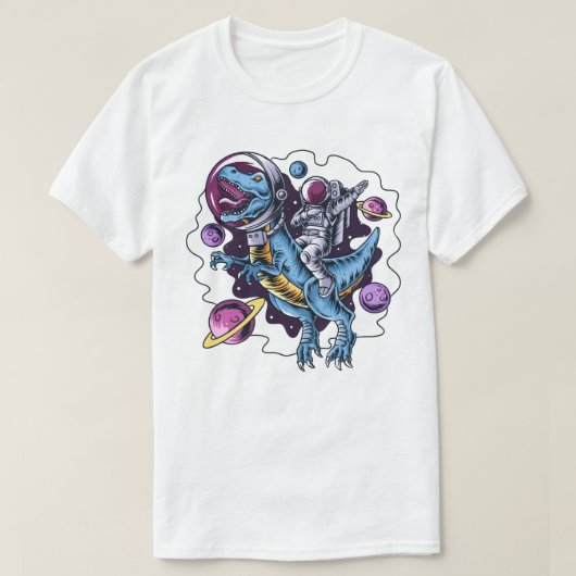 Astronaut Riding a T-Rex T-Shirt (Design voorkant)
