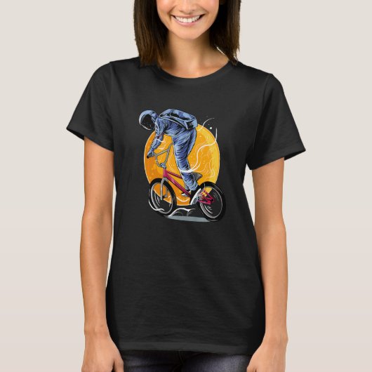 Astronaut Riding Bmx Moon Space Boys Girls Kids As T-shirt (Voorkant)