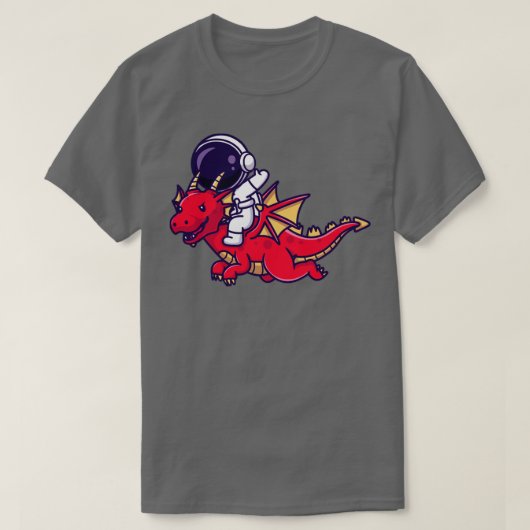 Astronaut Riding Dragon Cartoon T-shirt (Design voorkant)