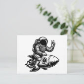 Astronaut Riding on Rocket  Feestdagenkaart (Staand voorkant)
