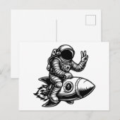 Astronaut Riding on Rocket  Feestdagenkaart (Voorkant / Achterkant)