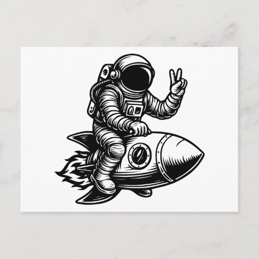 Astronaut Riding on Rocket  Feestdagenkaart (Voorkant)