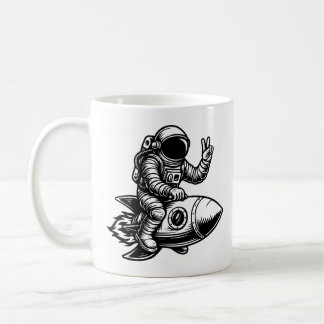 Astronaut Riding on Rocket Koffiemok
