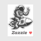 Astronaut Riding on Rocket Sticker (Vel)